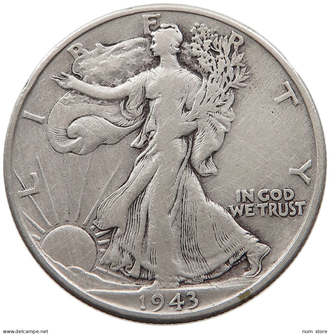 UNITED STATES OF AMERICA HALF DOLLAR 1943 WALKING LIBERTY #t141 0495 - 1916-1947: Liberty Walking (Libertà Che Cammina)