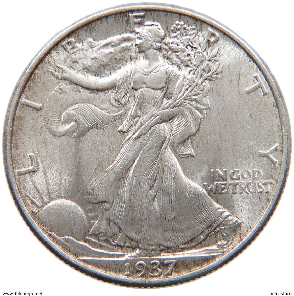 UNITED STATES OF AMERICA HALF DOLLAR 1937 WALKING LIBERTY #t140 0461 - 1916-1947: Liberty Walking