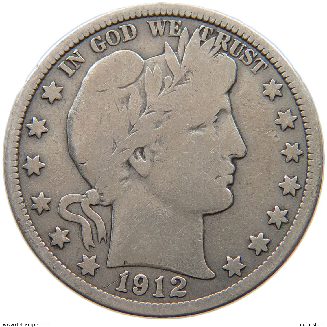 UNITED STATES OF AMERICA HALF DOLLAR 1912 BARBER #t090 0459 - 1892-1915: Barber