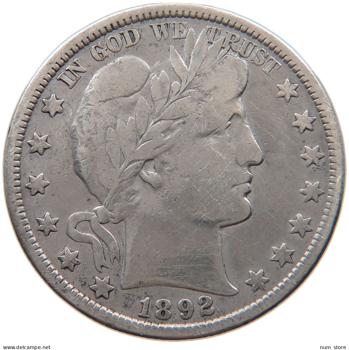 UNITED STATES OF AMERICA HALF DOLLAR 1892 BARBER #t141 0469 - 1892-1915: Barber