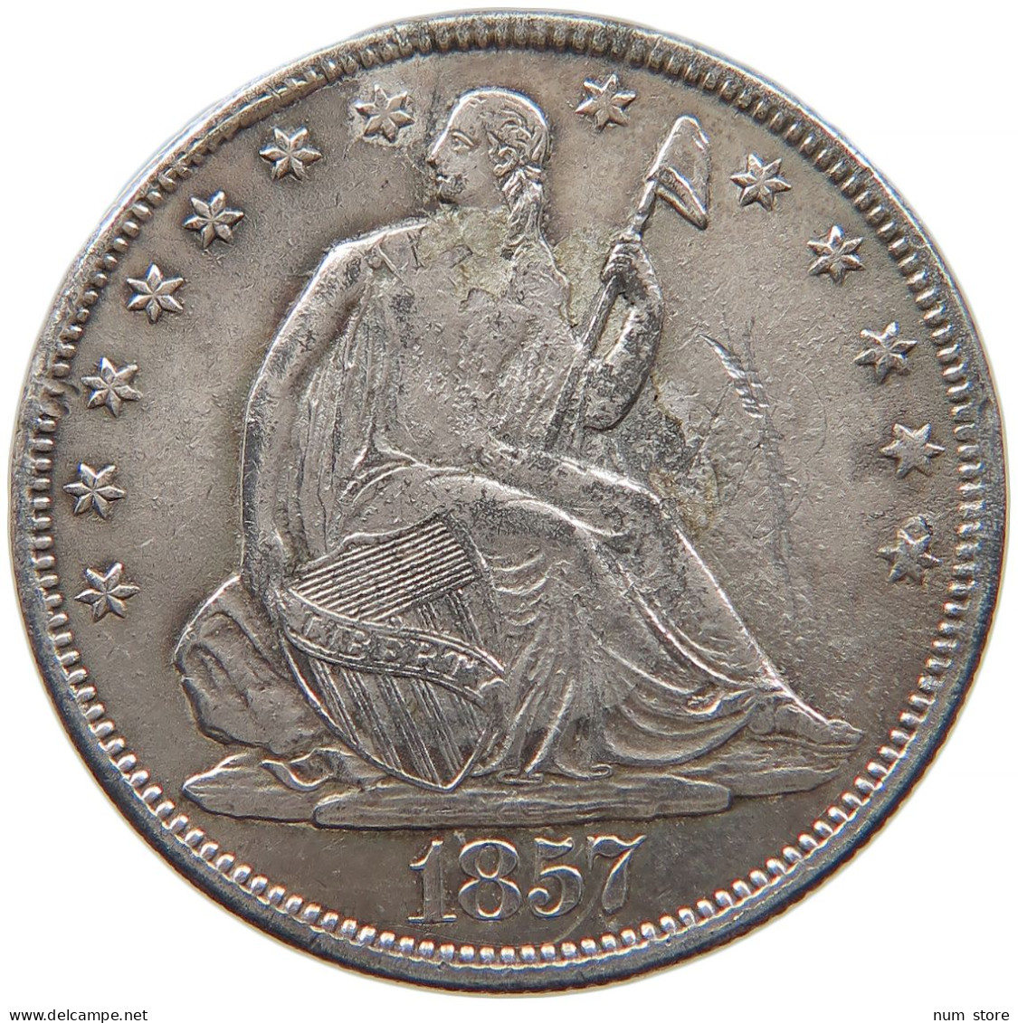 UNITED STATES OF AMERICA HALF DOLLAR 1857 NACHPRÄGUNG, RESTRIKE, COPY #t011 0473 - 1839-1891: Seated Liberty (Liberté Assise)