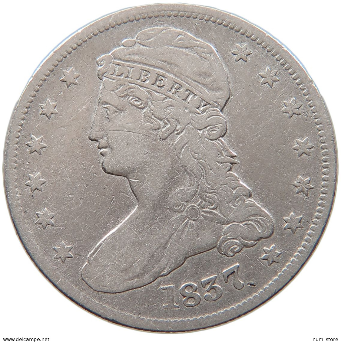 UNITED STATES OF AMERICA HALF DOLLAR 1837 CAPPED BUST #t141 0425 - 1794-1839: Early Halves