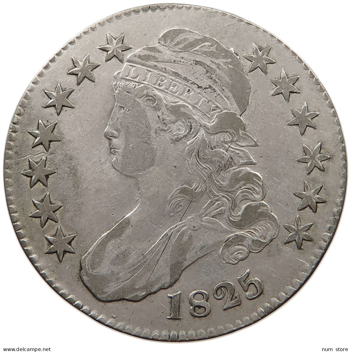 UNITED STATES OF AMERICA HALF DOLLAR 1825 CAPPED BUST #t141 0409 - 1794-1839: Early Halves (Prémices)