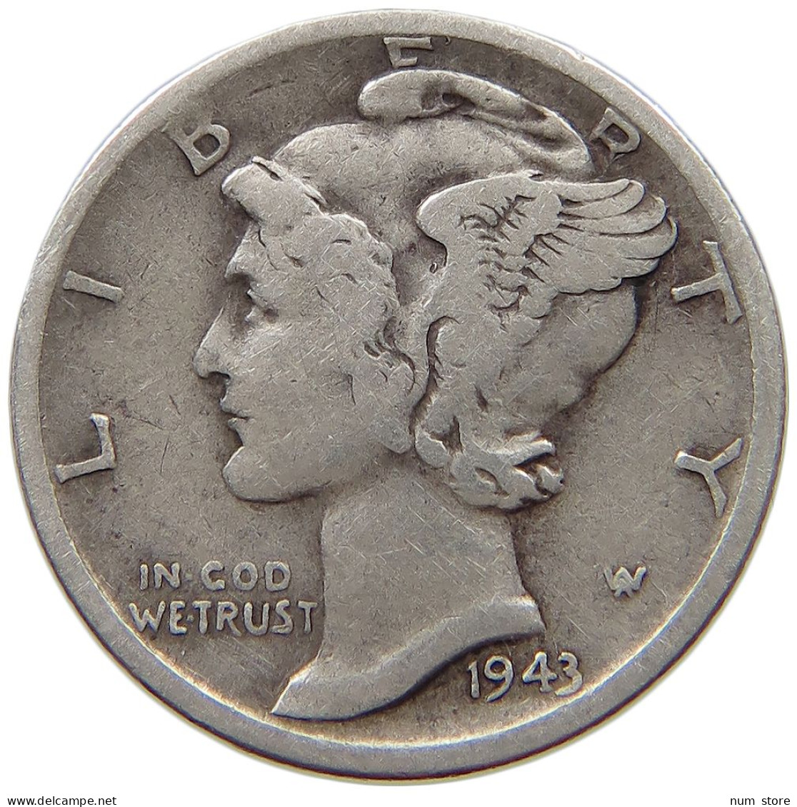 UNITED STATES OF AMERICA DIME 1943 S MERCURY #s074 0671 - 1916-1945: Mercury (kwik)