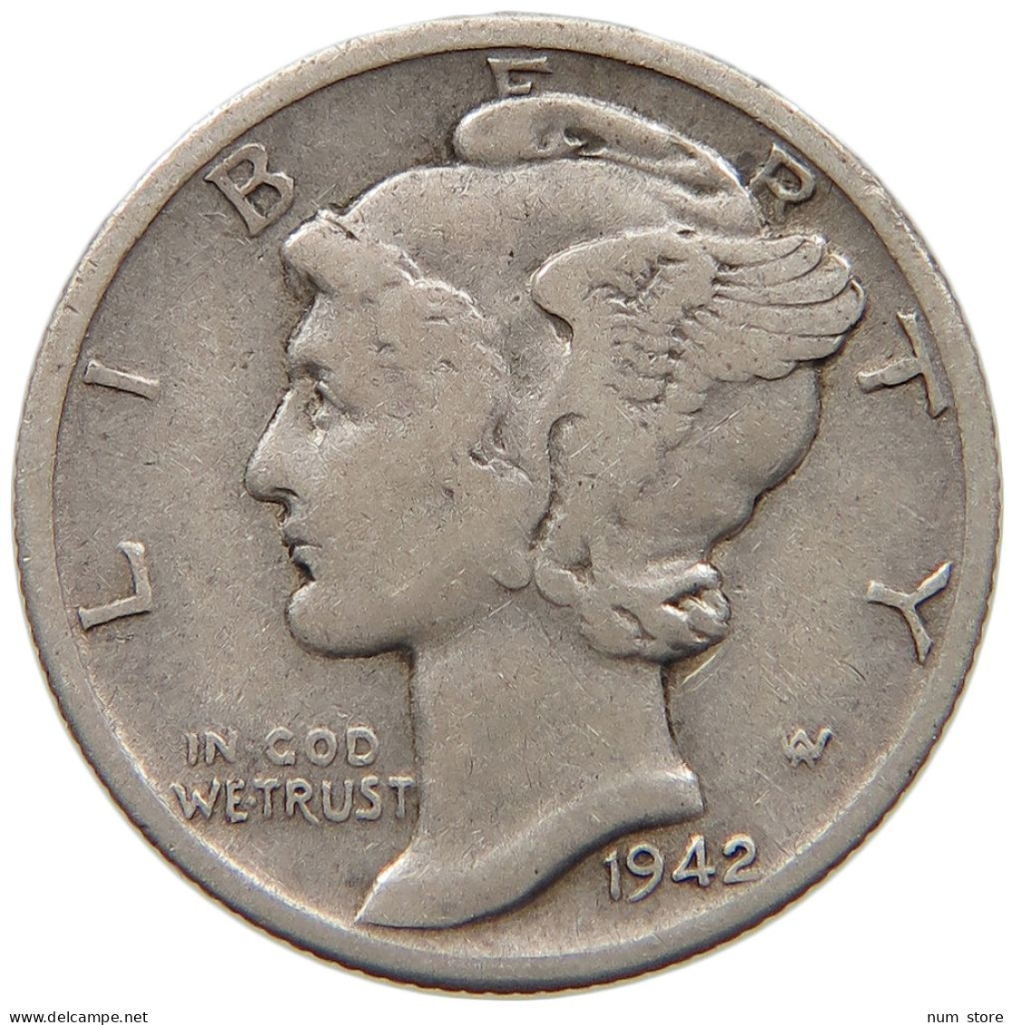 UNITED STATES OF AMERICA DIME 1942 D MERCURY #c012 0265 - 1916-1945: Mercury (kwik)
