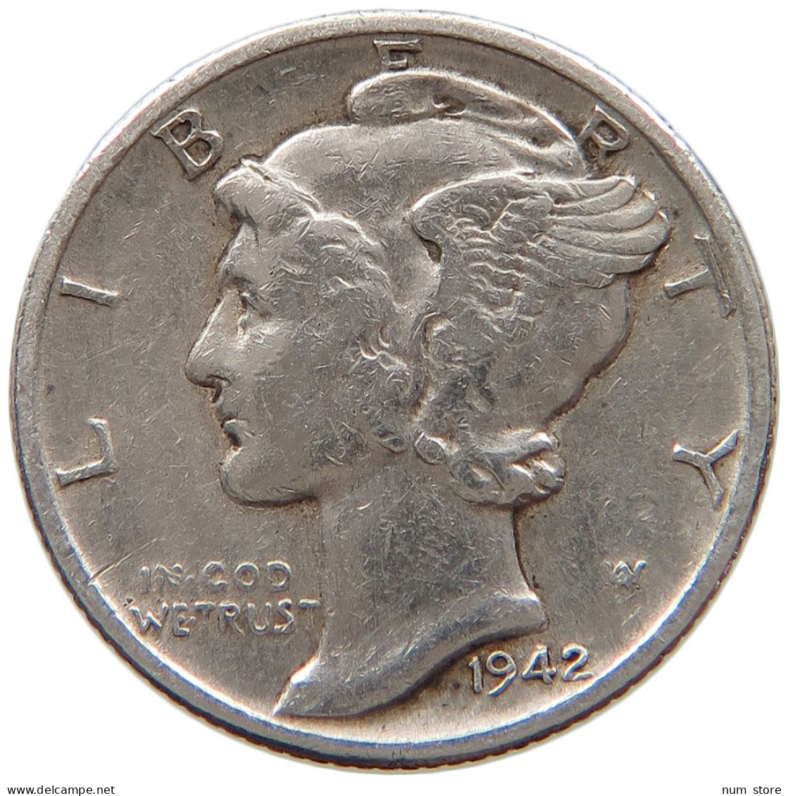 UNITED STATES OF AMERICA DIME 1942 D MERCURY #a064 0431 - 1916-1945: Mercury (kwik)