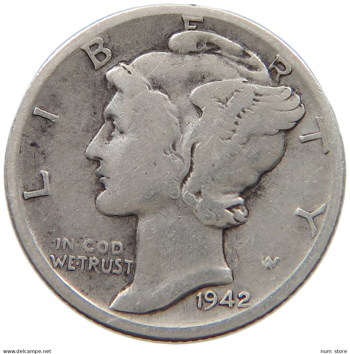 UNITED STATES OF AMERICA DIME 1942 D MERCURY #a082 0529 - 1916-1945: Mercury (kwik)