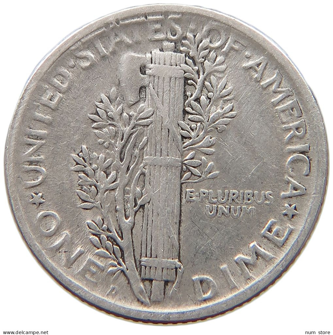 UNITED STATES OF AMERICA DIME 1918 D MERCURY #s049 0625 - 1916-1945: Mercury (kwik)