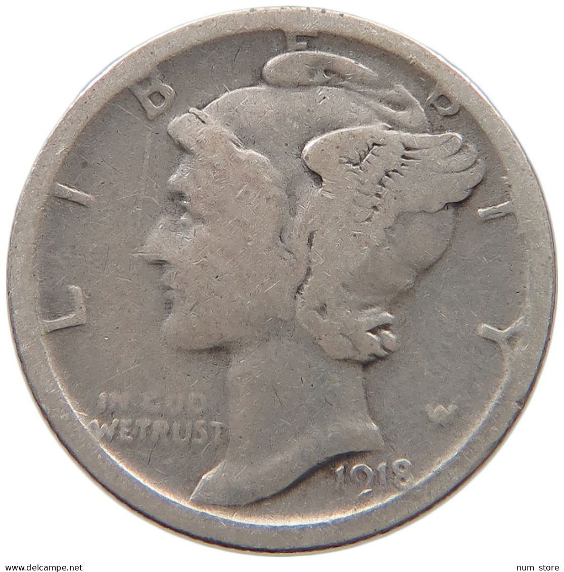 UNITED STATES OF AMERICA DIME 1918 S MERCURY #c012 0289 - 1916-1945: Mercury