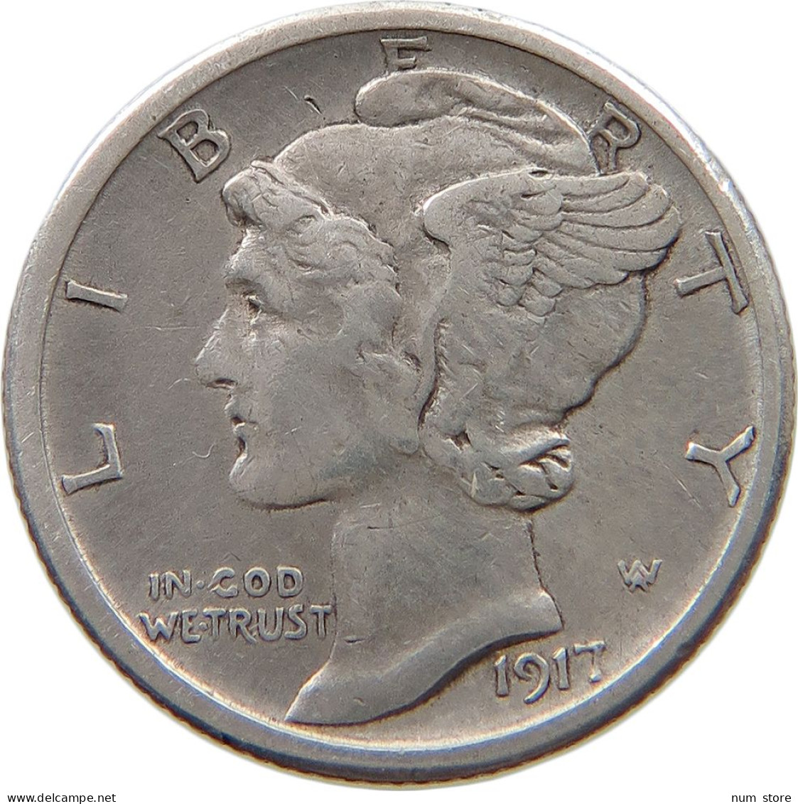 UNITED STATES OF AMERICA DIME 1917 S MERCURY #t121 0191 - 1916-1945: Mercury