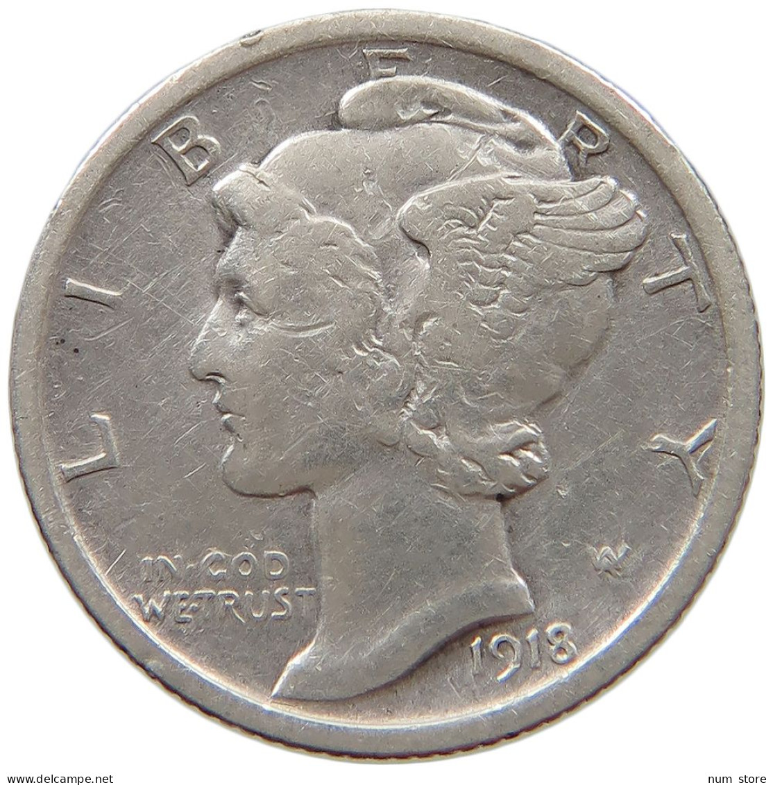 UNITED STATES OF AMERICA DIME 1918 MERCURY #s071 0551 - 1916-1945: Mercury