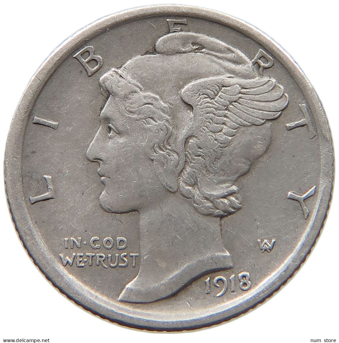 UNITED STATES OF AMERICA DIME 1918 MERCURY #c040 0575 - 1916-1945: Mercury (Mercurio)