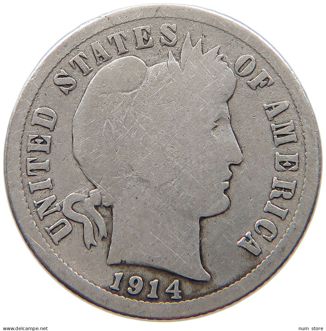 UNITED STATES OF AMERICA DIME 1914 BARBER #t148 0711 - 1892-1916: Barber