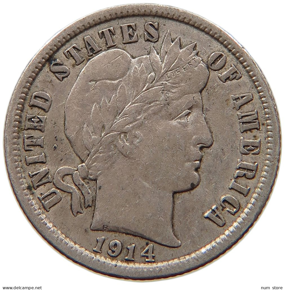 UNITED STATES OF AMERICA DIME 1914 D BARBER #s017 0085 - 1892-1916: Barber