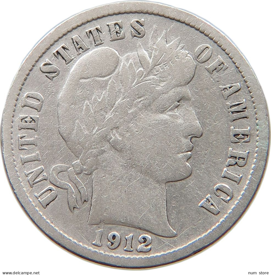 UNITED STATES OF AMERICA DIME 1912 D BARBER #t121 0233 - 1892-1916: Barber