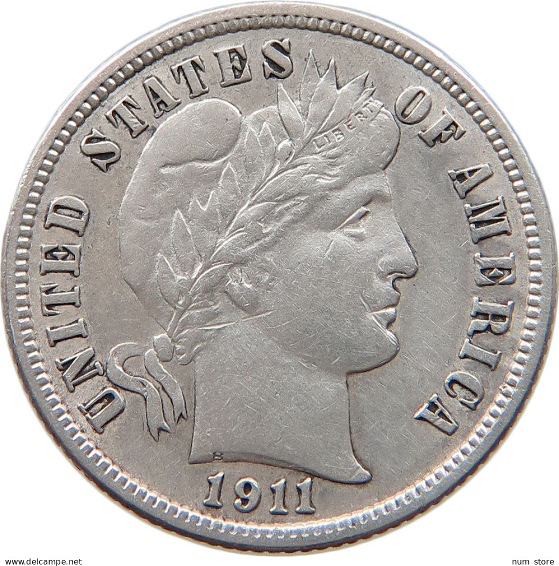 UNITED STATES OF AMERICA DIME 1911 D BARBER #t121 0229 - 1892-1916: Barber