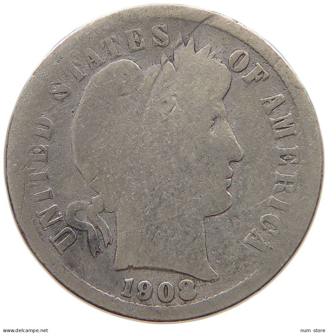 UNITED STATES OF AMERICA DIME 1908 S BARBER #c018 0297 - 1892-1916: Barber