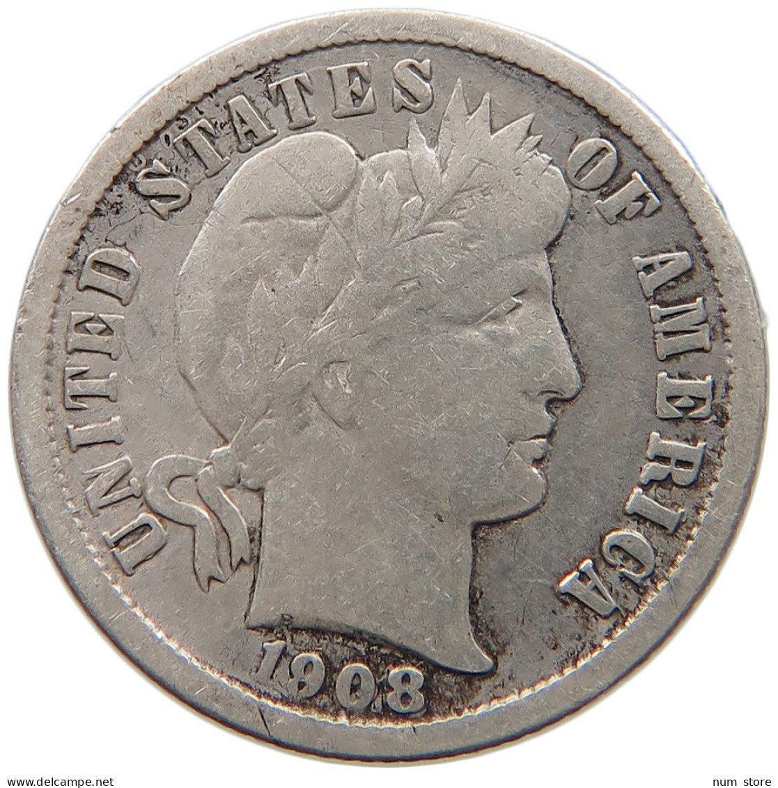 UNITED STATES OF AMERICA DIME 1908 D BARBER #c010 0421 - 1892-1916: Barber