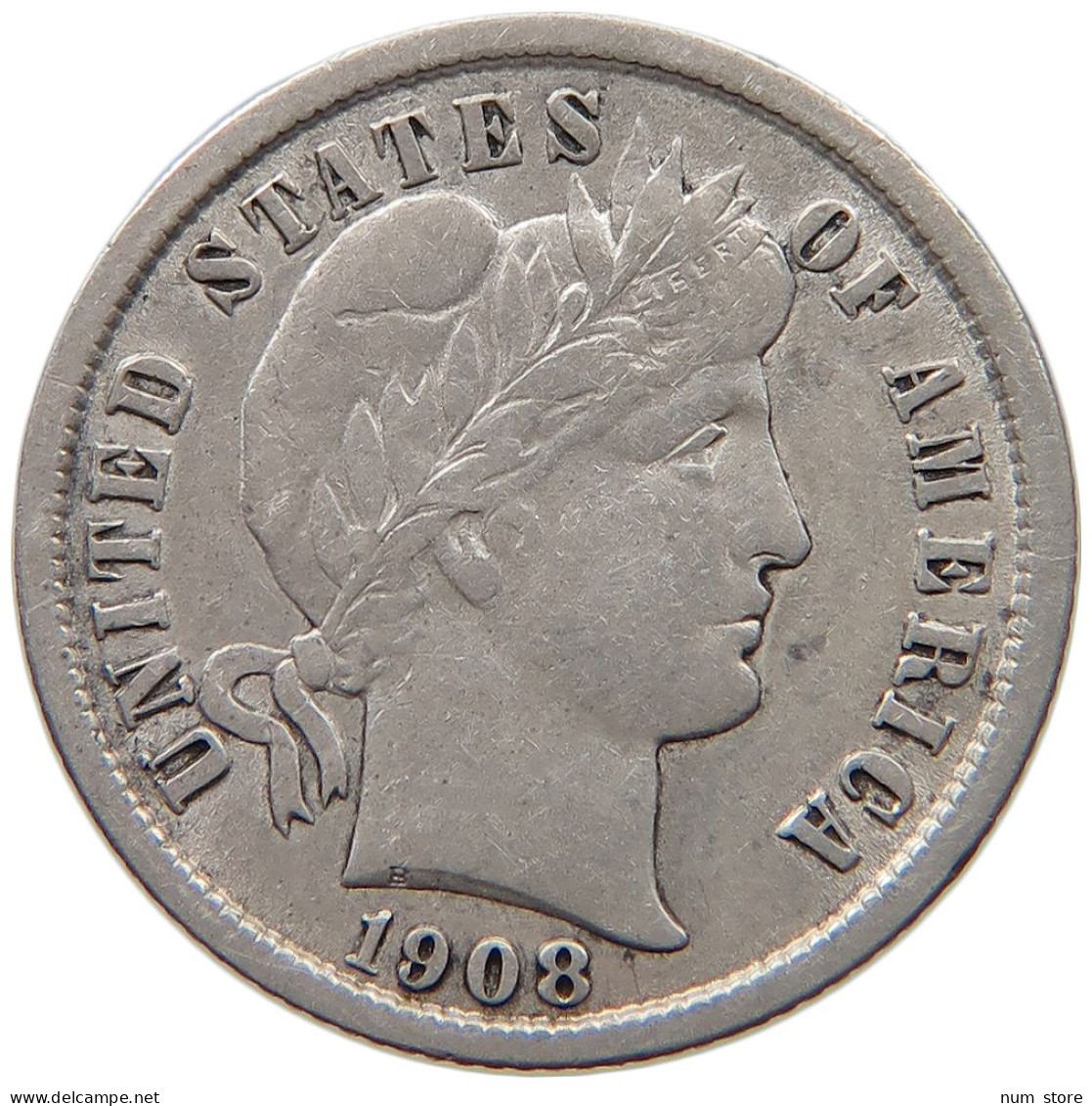 UNITED STATES OF AMERICA DIME 1908 BARBER #c012 0301 - 1892-1916: Barber