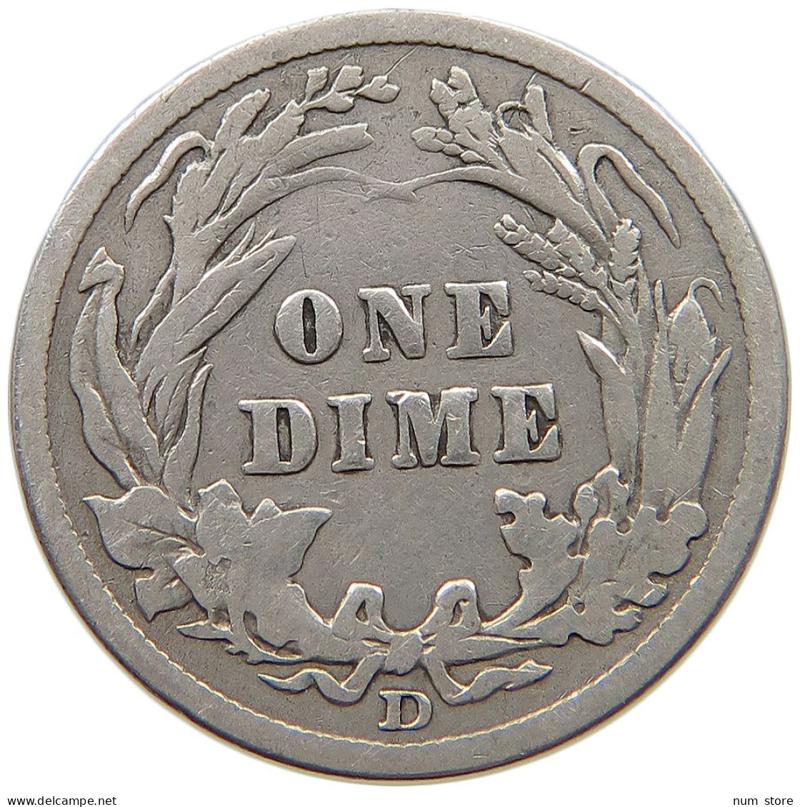 UNITED STATES OF AMERICA DIME 1908 D BARBER #t111 0095 - 1892-1916: Barber