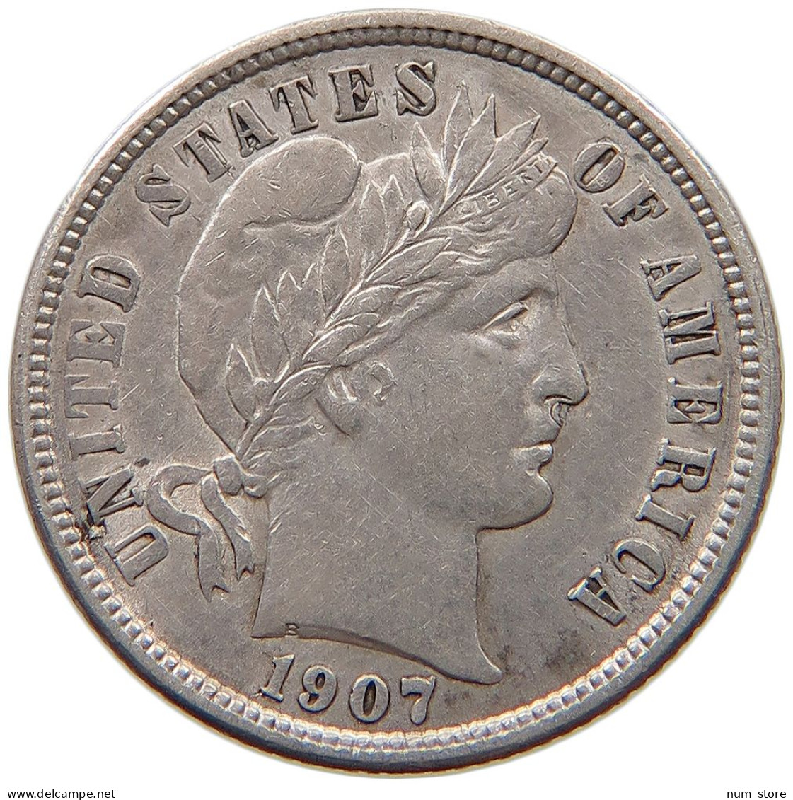 UNITED STATES OF AMERICA DIME 1907 BARBER #t115 0165 - 1892-1916: Barber