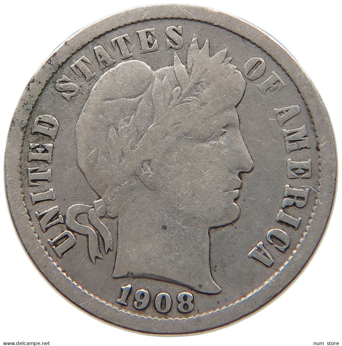 UNITED STATES OF AMERICA DIME 1908 BARBER #c015 0199 - 1892-1916: Barber