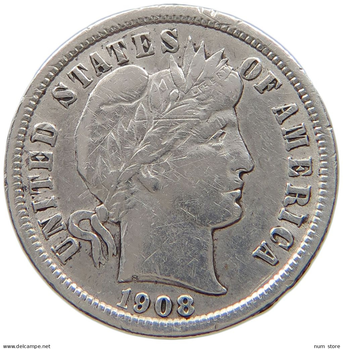 UNITED STATES OF AMERICA DIME 1908 BARBER #a002 0167 - 1892-1916: Barber