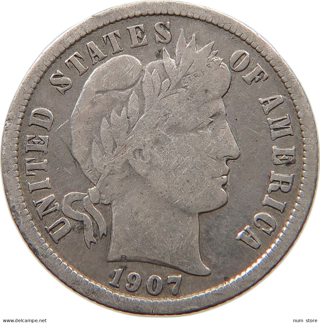 UNITED STATES OF AMERICA DIME 1907 S BARBER #t121 0239 - 1892-1916: Barber