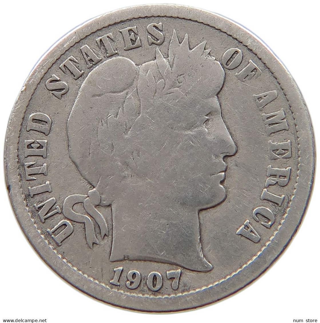 UNITED STATES OF AMERICA DIME 1907 BARBER #a004 0025 - 1892-1916: Barber