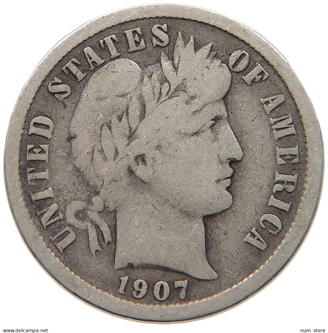 UNITED STATES OF AMERICA DIME 1907 BARBER #c036 0217 - 1892-1916: Barber