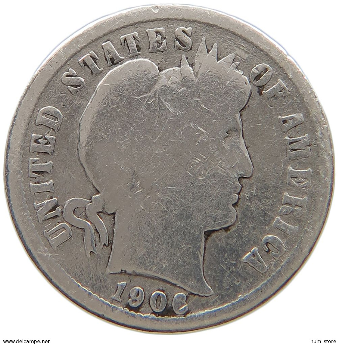 UNITED STATES OF AMERICA DIME 1906 BARBER #a064 0319 - 1892-1916: Barber