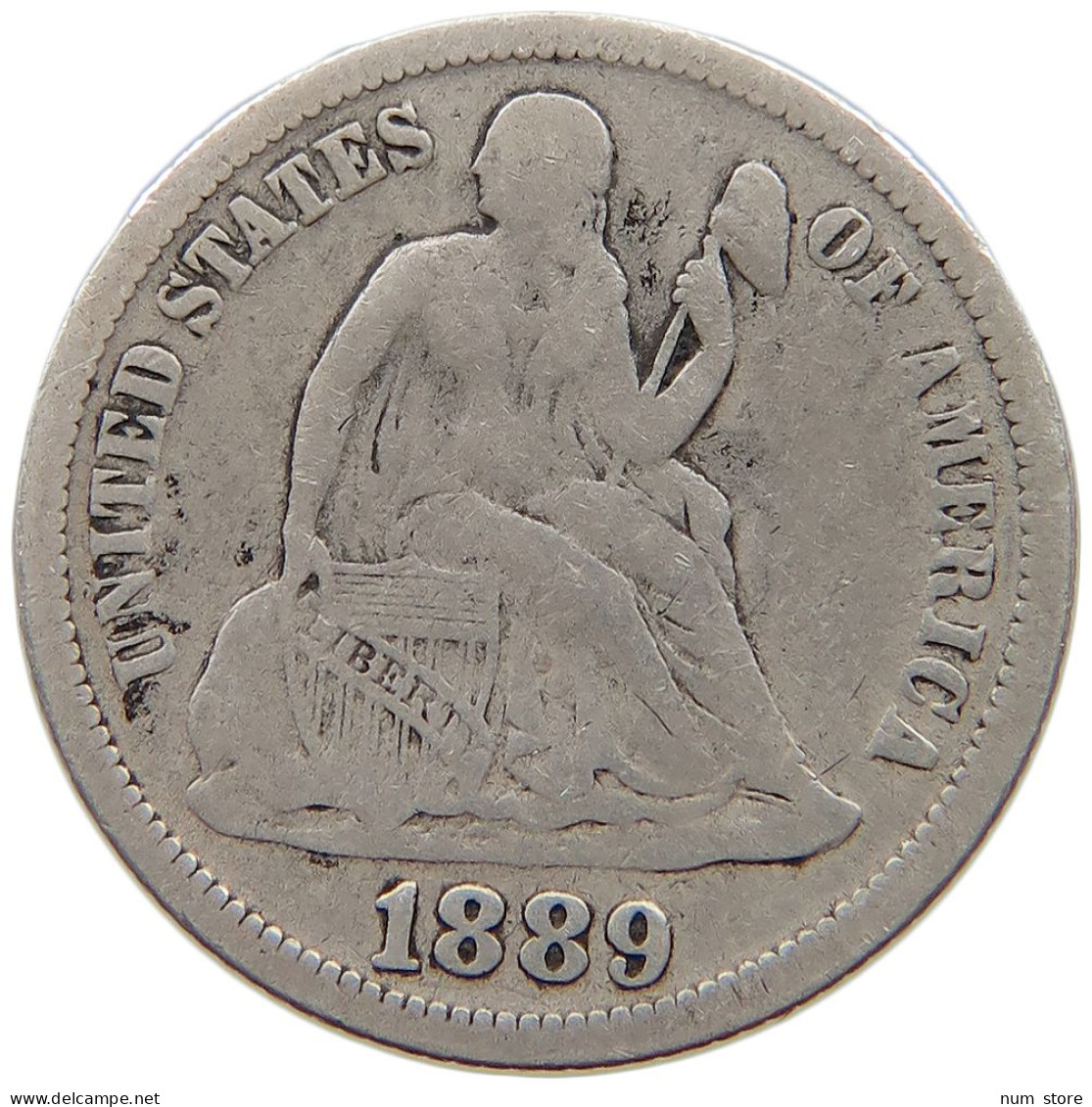 UNITED STATES OF AMERICA DIME 1889 SEATED LIBERTY #a082 0545 - 1837-1891: Seated Liberty (Liberté Assise)