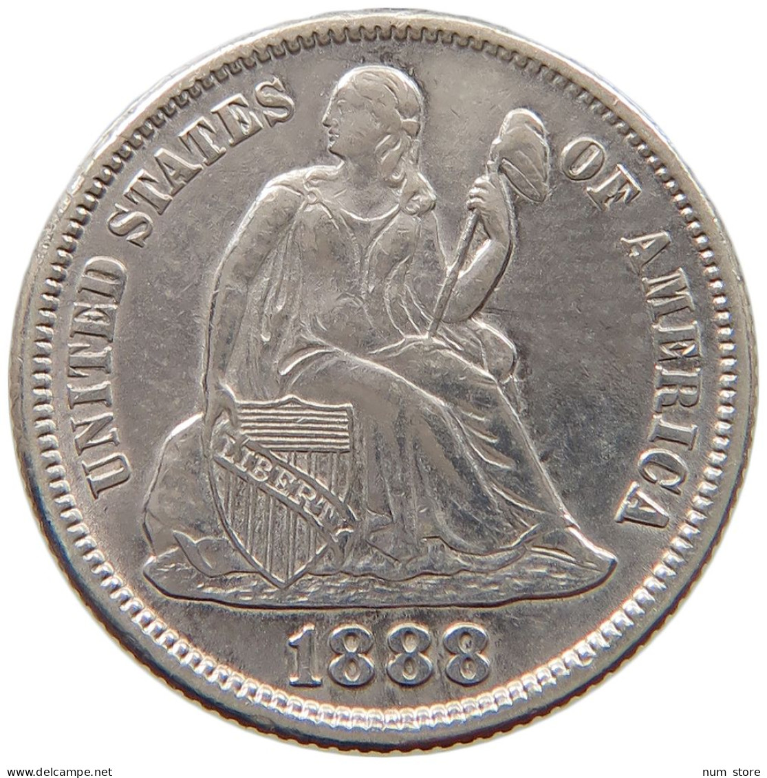 UNITED STATES OF AMERICA DIME 1888 SEATED LIBERTY #c056 0129 - 1837-1891: Seated Liberty (Liberté Assise)