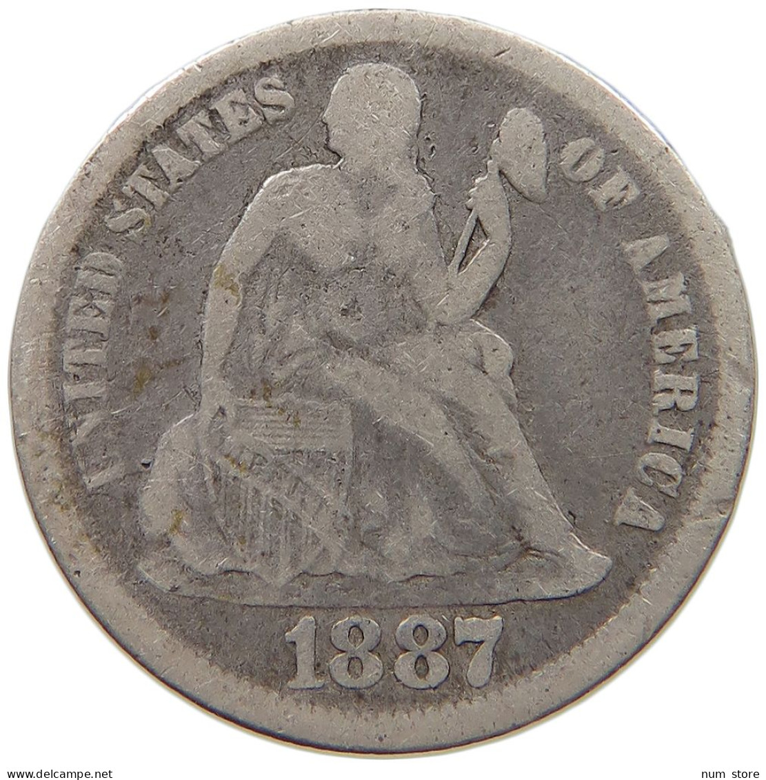 UNITED STATES OF AMERICA DIME 1887 SEATED LIBERTY #c024 0321 - 1837-1891: Seated Liberty