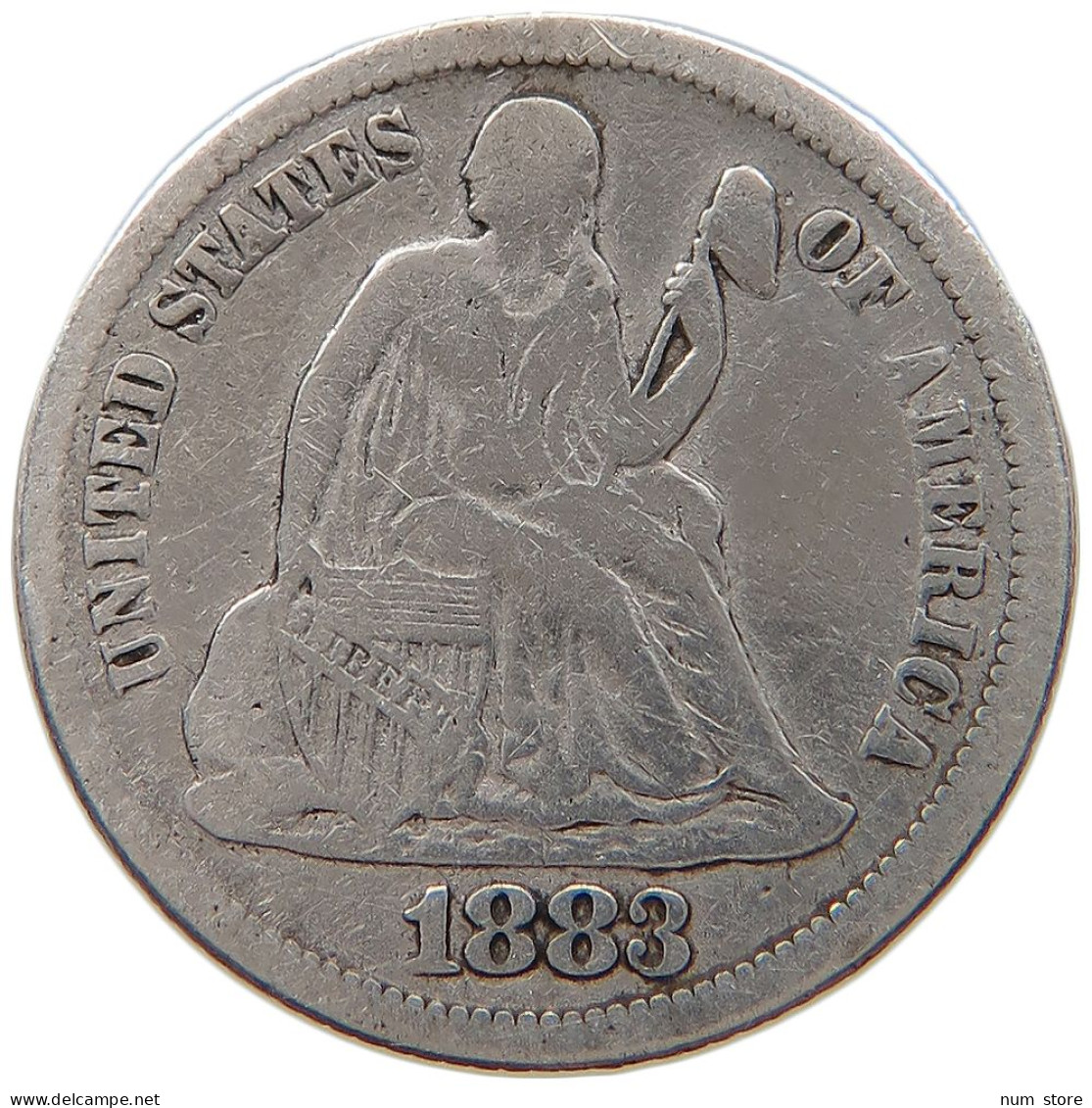 UNITED STATES OF AMERICA DIME 1883 SEATED LIBERTY #t162 0263 - 1837-1891: Seated Liberty