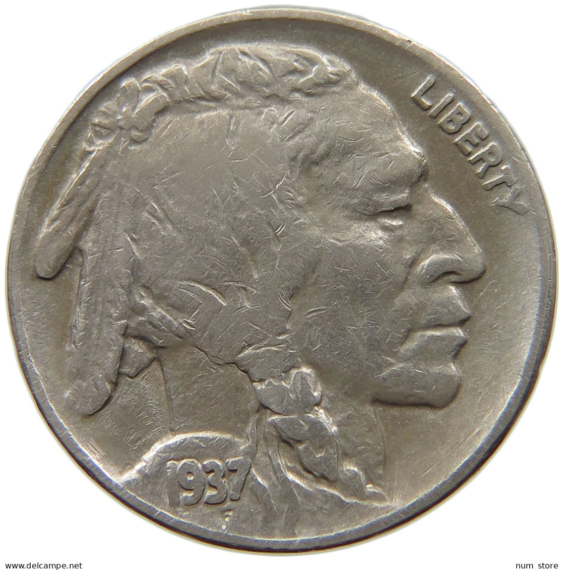 UNITED STATES OF AMERICA NICKEL 1937 BUFFALO #s045 0377 - 1913-1938: Buffalo