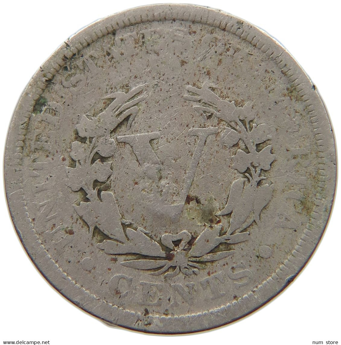 UNITED STATES OF AMERICA NICKEL 1905 LIBERTY COUNTERMARKED B #s056 0153 - 1883-1913: Liberty (Liberté)