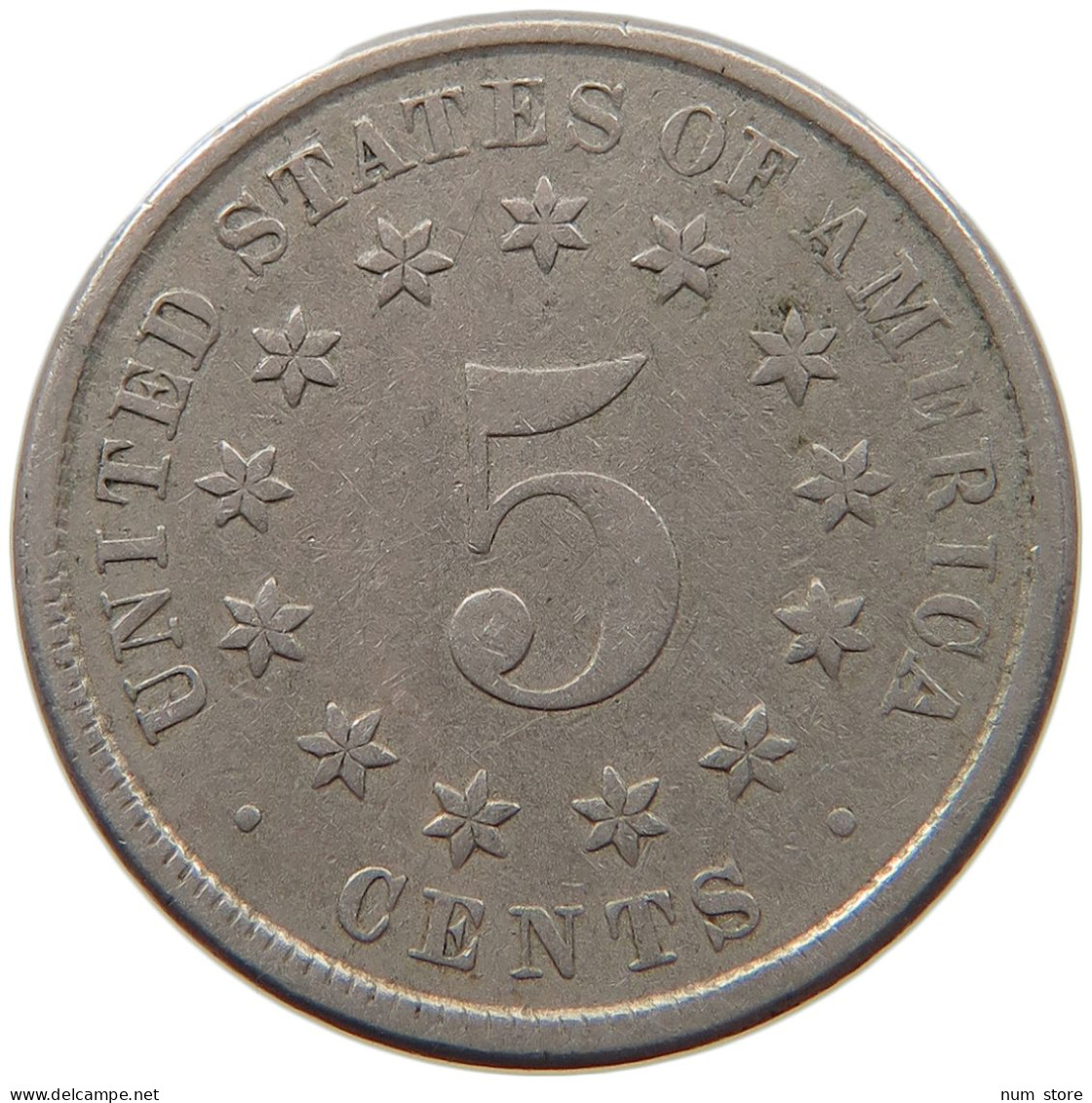 UNITED STATES OF AMERICA NICKEL 1882 SHIELD ERROR DATE #s022 0049 - 1866-83: Shield (Stemma)