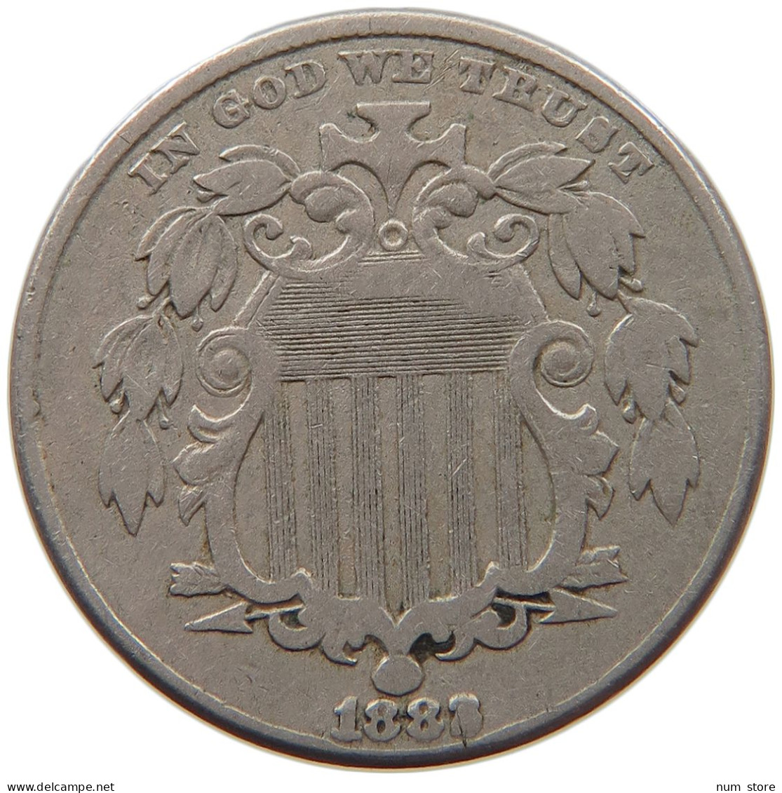 UNITED STATES OF AMERICA NICKEL 1882 SHIELD ERROR DATE #s022 0049 - 1866-83: Shield (Stemma)