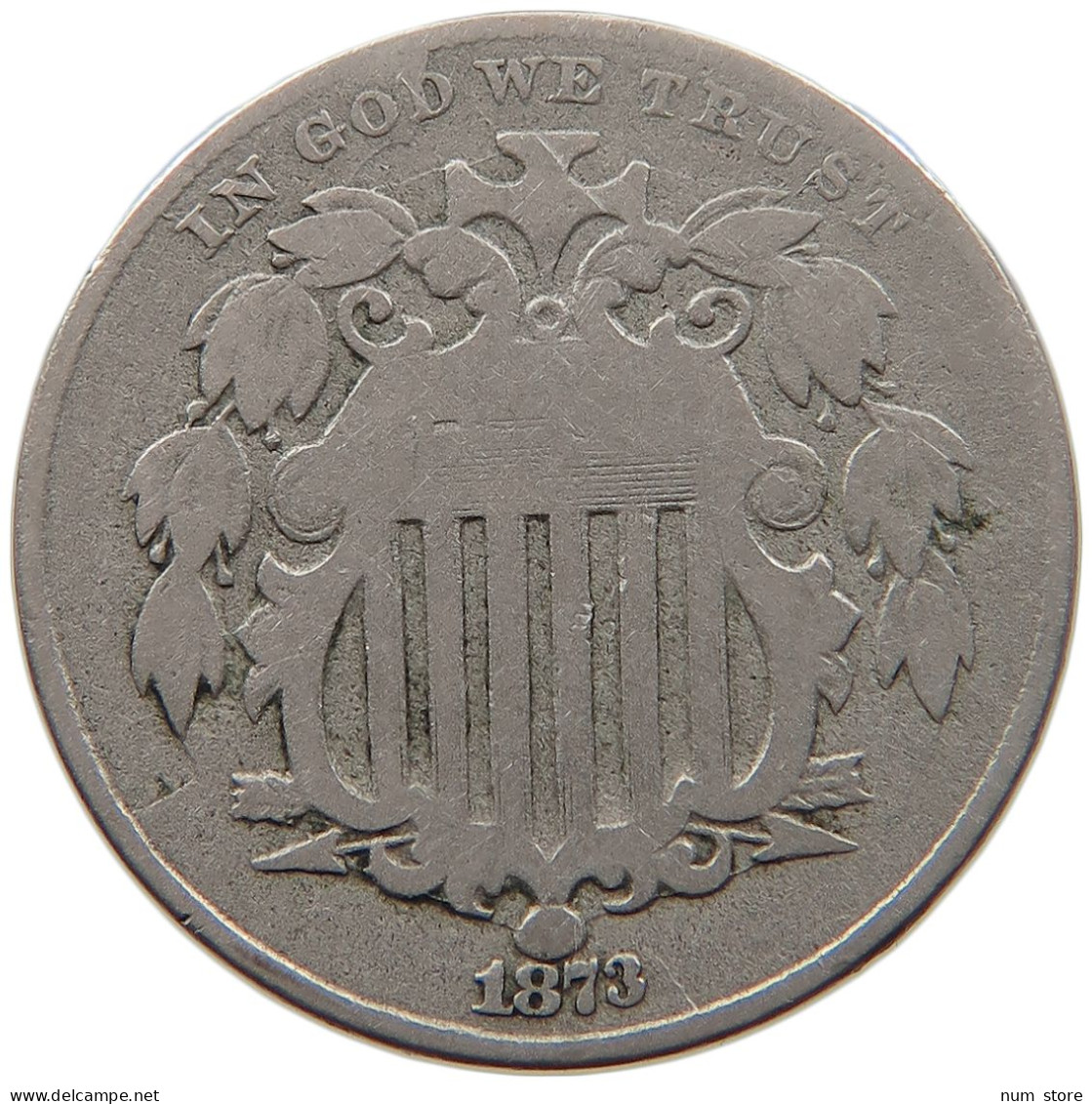 UNITED STATES OF AMERICA NICKEL 1873 SHIELD #t143 0351 - 1866-83: Escudo