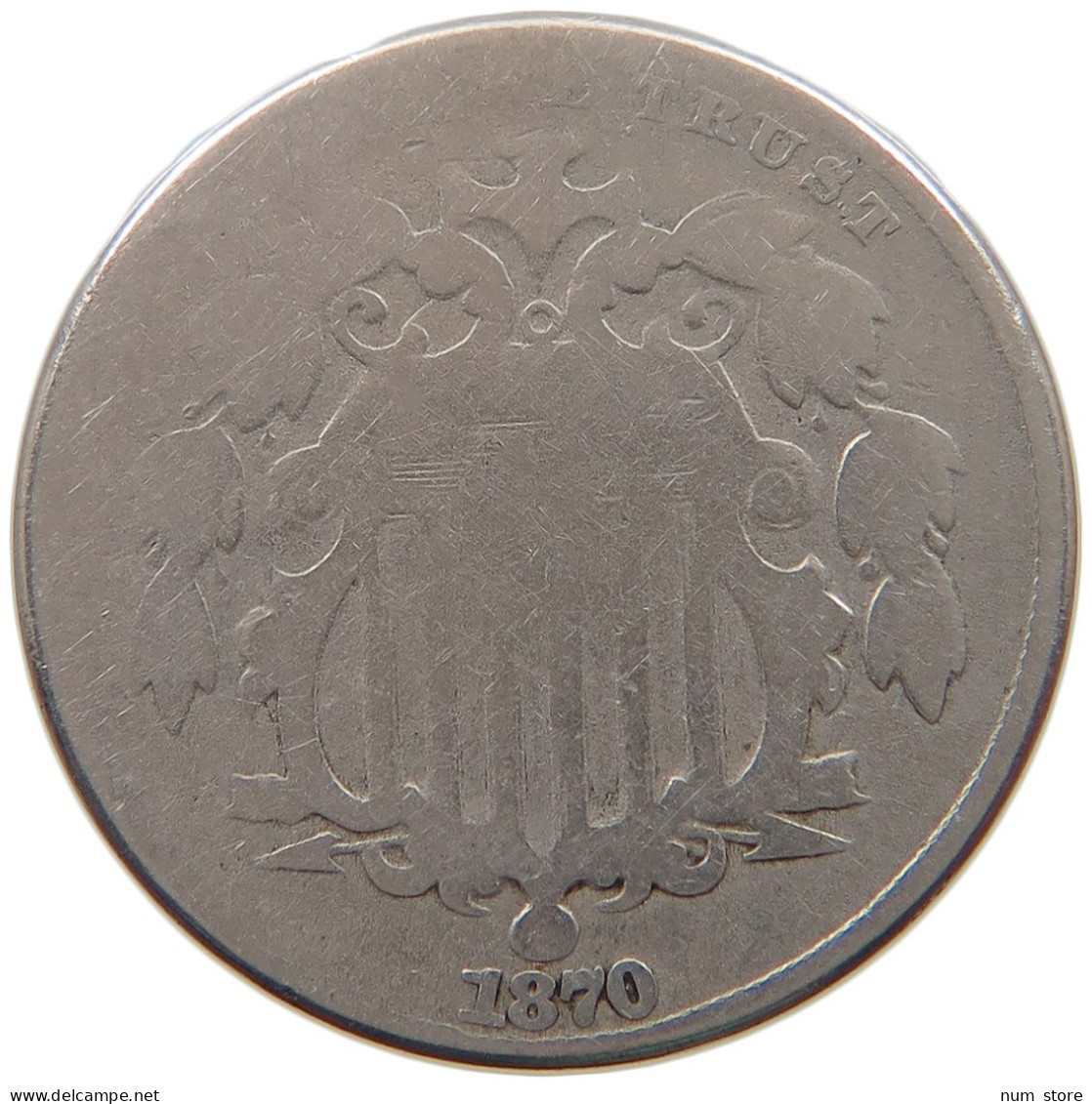 UNITED STATES OF AMERICA NICKEL 1870 SHIELD #a046 0675 - 1866-83: Shield