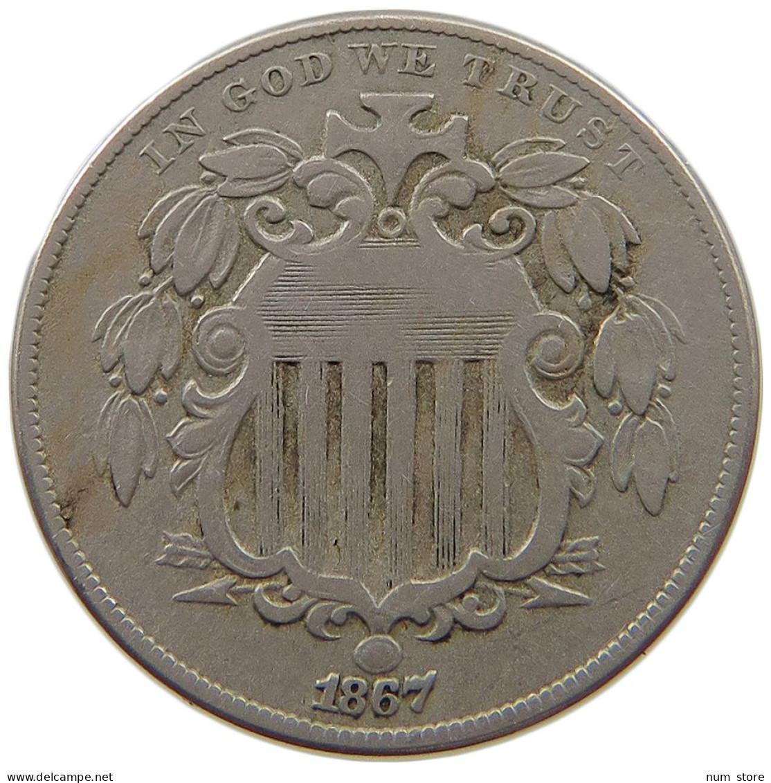 UNITED STATES OF AMERICA NICKEL 1867 SHIELD #t072 0613 - 1866-83: Shield (Écusson)