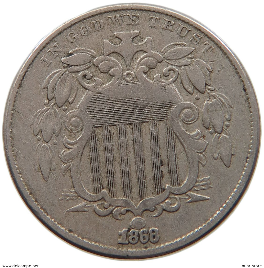 UNITED STATES OF AMERICA NICKEL 1868 SHIELD #t143 0353 - 1866-83: Shield (Écusson)