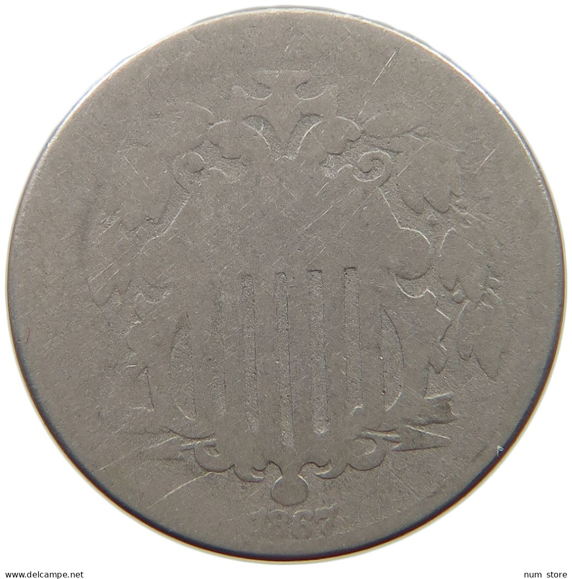 UNITED STATES OF AMERICA NICKEL 1867 SHIELD #s040 0621 - 1866-83: Shield (Stemma)