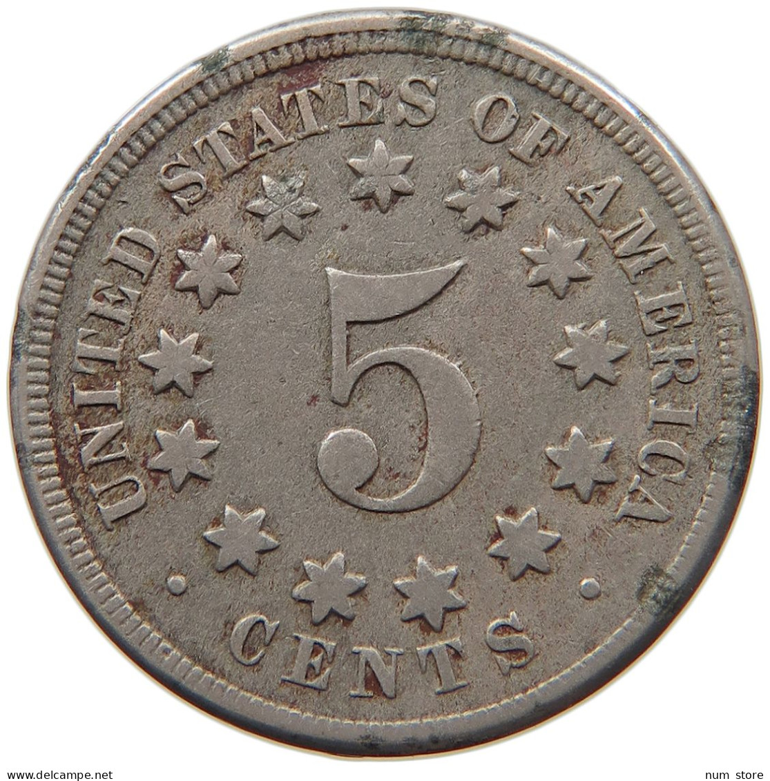 UNITED STATES OF AMERICA NICKEL 1867 SHIELD #s022 0011 - 1866-83: Shield (Écusson)