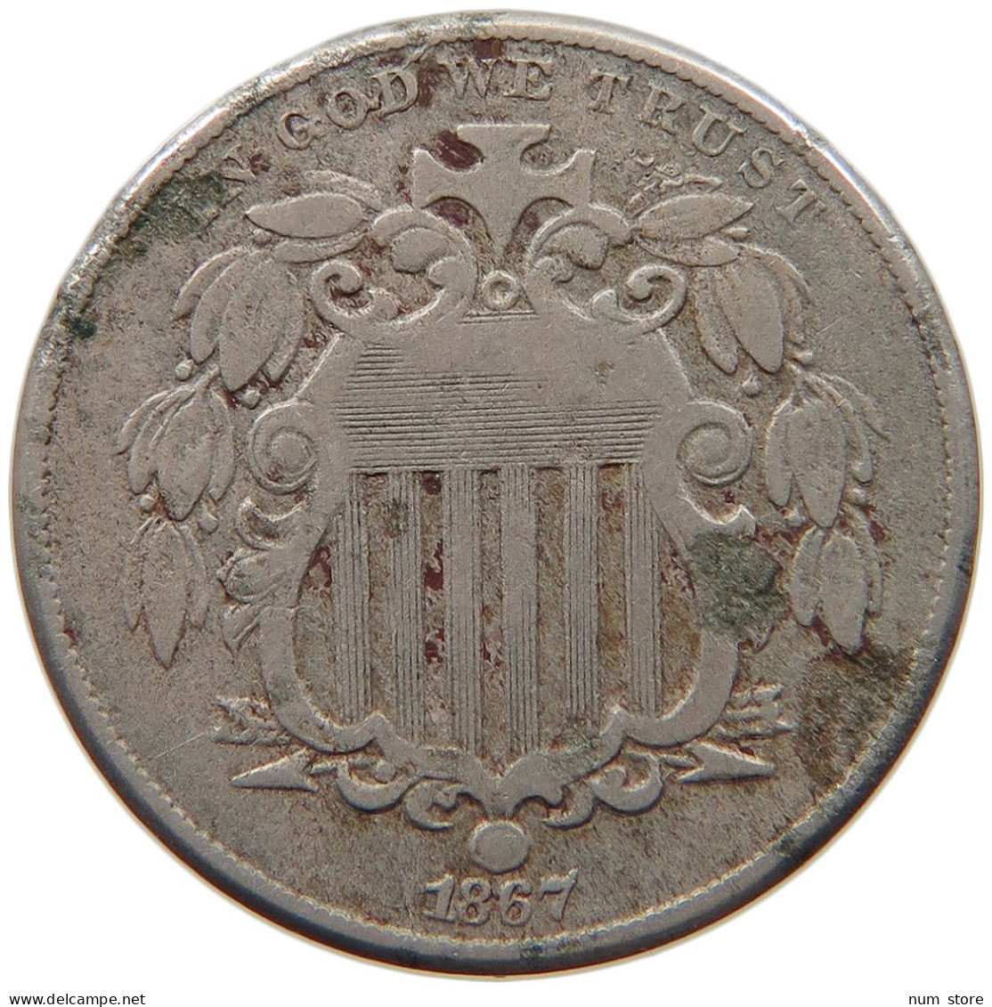 UNITED STATES OF AMERICA NICKEL 1867 SHIELD #s022 0011 - 1866-83: Shield (Écusson)