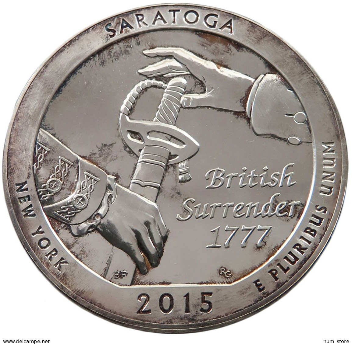 UNITED STATES OF AMERICA MEDAL 5 OZ 2015 SARATOGA BTITISH SURRENDER #sm02 0029 - Autres & Non Classés