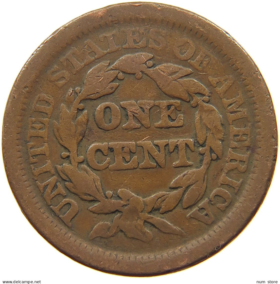 UNITED STATES OF AMERICA LARGE CENT 1854 BRAIDED HAIR #t145 0439 - 1816-1839: Coronet Head (Tête Couronnée)