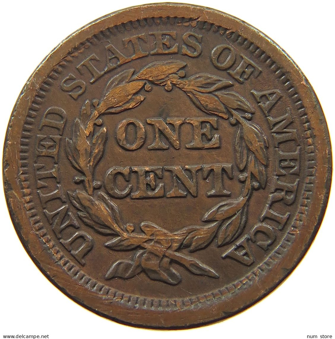 UNITED STATES OF AMERICA LARGE CENT 1854 BRAIDED HAIR #t145 0437 - 1840-1857: Braided Hair