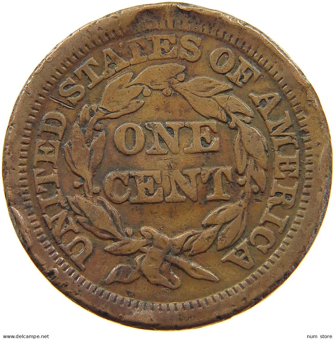 UNITED STATES OF AMERICA LARGE CENT 1853 Braided Hair #a007 0339 - 1840-1857: Braided Hair